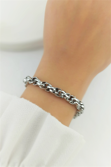 Çelik Lazer Kesim Geçmeli Zincir Bileklik TrBilek70175