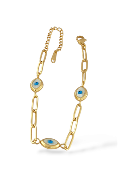 Çelik Mineli Göz Geçmeli Zincir Bileklik