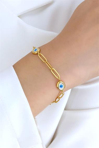 Çelik Mineli Göz Geçmeli Zincir Bileklik