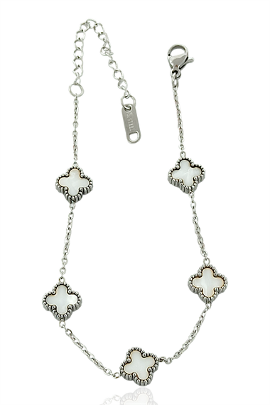 Çelik Minik Sedefli Yonca Bileklik Van Cleef Model