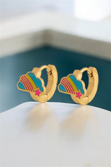 Çelik Minimal Çocuk Küpe Bulut Küpe