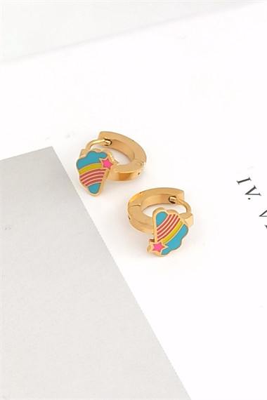 Çelik Minimal Çocuk Küpe Bulut Küpe