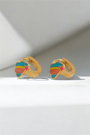 Çelik Minimal Çocuk Küpe Bulut Küpe