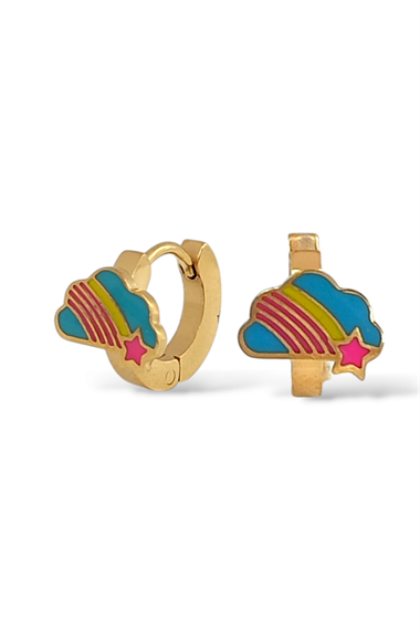 Çelik Minimal Çocuk Küpe Bulut Küpe