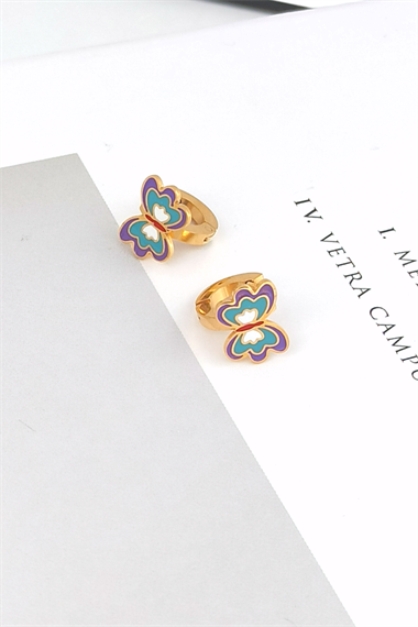 Çelik Minimal Çocuk Küpe Kelebek Küpe