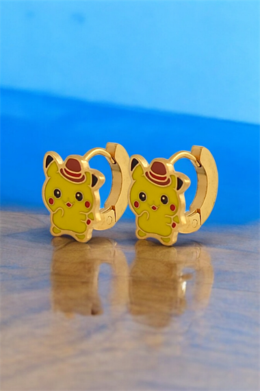 Çelik Minimal Çocuk Küpe Pikachu Küpe