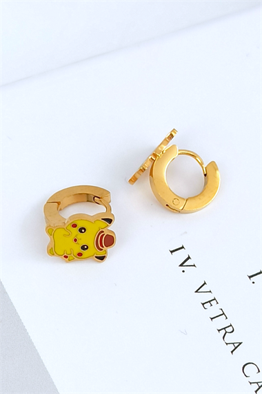 Çelik Minimal Çocuk Küpe Pikachu Küpe