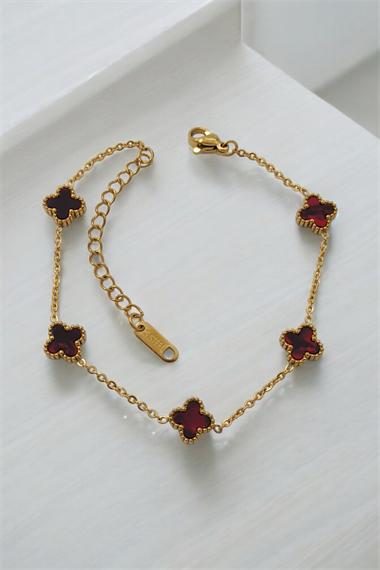 Çelik Minimal Sedefli Yonca Bileklik