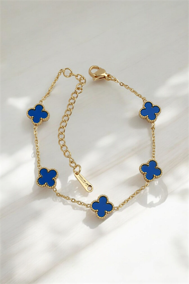 Çelik Minimal Sedefli Yonca Bileklik