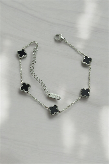 Çelik Minimal Sedefli Yonca Bileklik