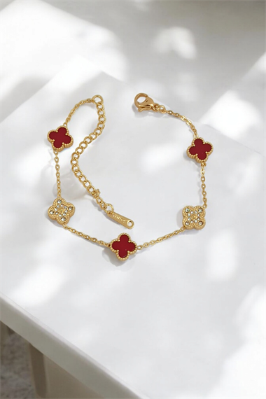 Çelik Minimal Sedefli Yonca Bileklik