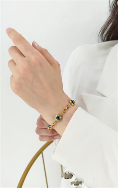 Çelik Nazar Boncuk Bileklik 