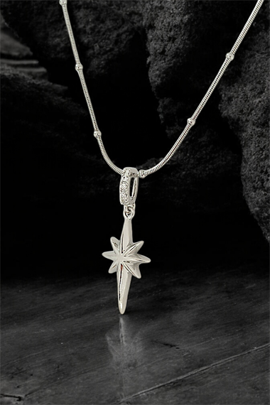 Çelik Plaka Kuzey Yıldız Topcuk Zincir Kolye