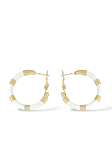 Çelik Plaka Mineli Halka Küpe