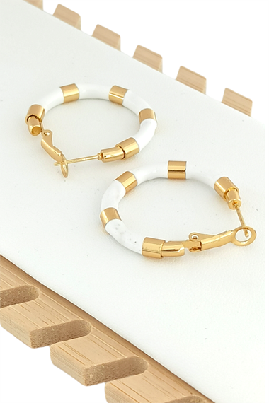 Çelik Plaka Mineli Halka Küpe