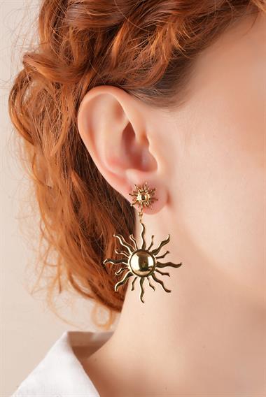 Çelik Plaka Sallantılı Güneş Küpe 35640