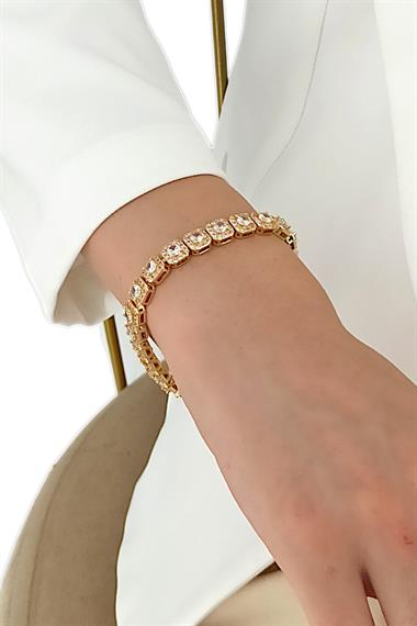 Çelik Premium Kare Zirkon Taş Bileklik