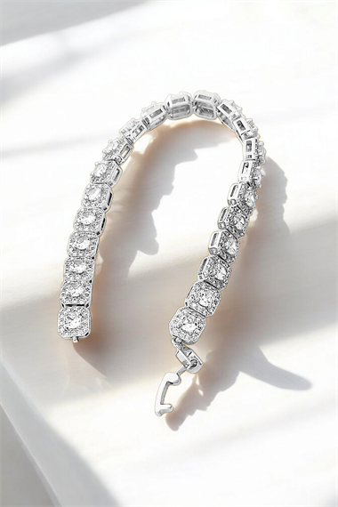 Çelik Premium Kare Zirkon Taş Bileklik