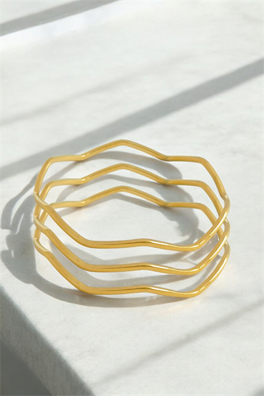 Çelik Renk Atmaz 3lü Zigzag Ajda Bileklik (6.60 cm) 