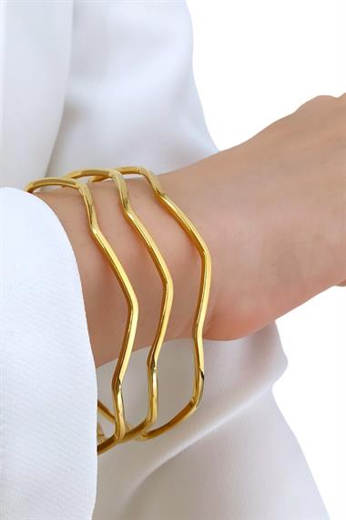 Çelik Renk Atmaz 3lü Zigzag Ajda Bileklik (6.60 cm) 