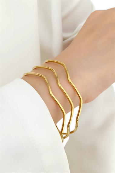 Çelik Renk Atmaz 3lü Zigzag Ajda Bileklik (6.30) 