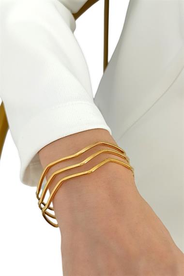 Çelik Renk Atmaz 3lü Zigzag Ajda Bileklik (6.90 cm) 