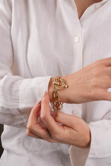 Çelik Renk Atmaz Anka Kuşu Zikzak Kelepçe Bileklik 70772