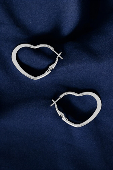 Çelik Renk Atmaz Kalp Halka Küpe (30mm)