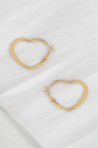 Çelik Renk Atmaz Kalp Halka Küpe (30mm)