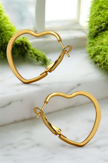 Çelik Renk Atmaz Kalp Halka Küpe (40mm)