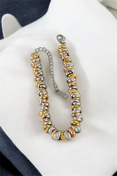 Çelik Renkli İç İçe Geçmeli Bileklik