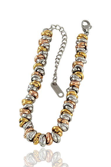 Çelik Renkli İç İçe Geçmeli Bileklik