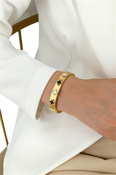 Çelik Sedef Yonca Kelepçe Bileklik