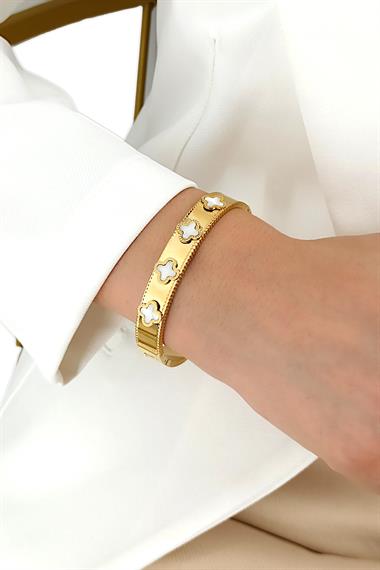 Çelik Sedef Yonca Kelepçe Bileklik