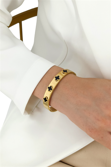 Çelik Sedef Yonca Kelepçe Bileklik