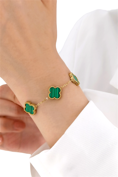 Çelik Sedefli Yonca Bileklik Van Cleef Model 