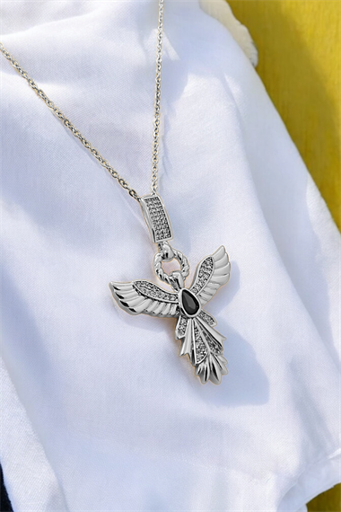 Çelik Seranay Kolye Taşlı Anka Kuşu Kolye