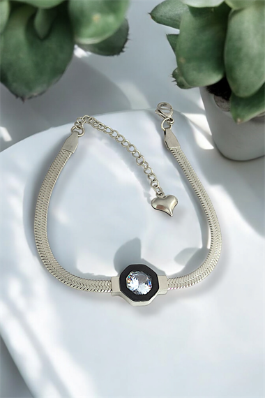 Çelik Serenay Bileklik Taşlı İtalyan Zincir Bileklik