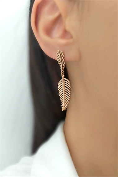 Çelik Simli Yaprak Küpe TrKüpe34525