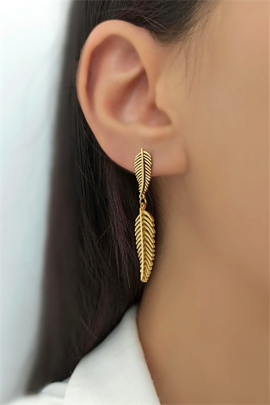 Çelik Simli Yaprak Küpe TrKüpe34525