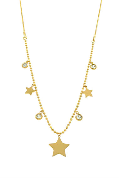 Çelik Sıra Taşlı Plaka Yıldız Kolye