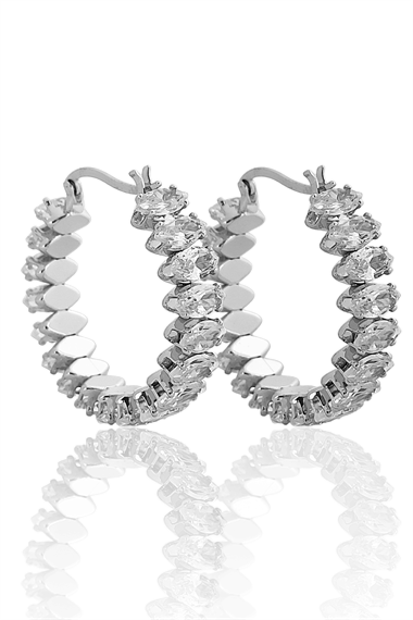 Çelik Sıralı Baget Damla Halka Küpe