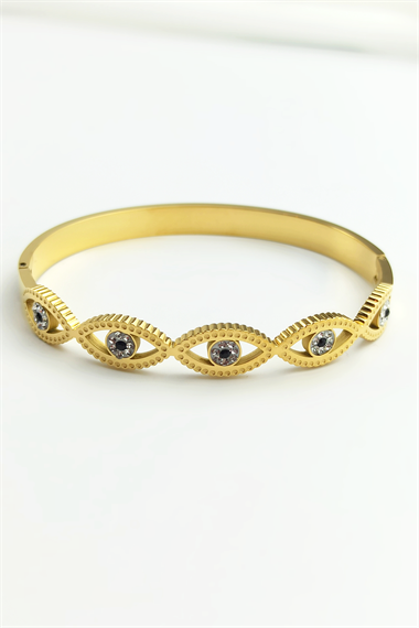 Çelik Sıralı Göz Kelepçe Çelik Bileklik TrBilek7945