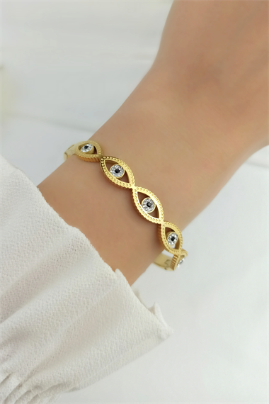 Çelik Sıralı Göz Kelepçe Çelik Bileklik TrBilek7945