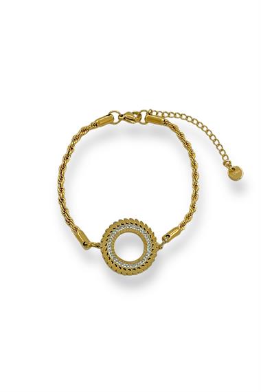 Çelik Taşlı Çeyrek Uyumlu Burgu Bileklik