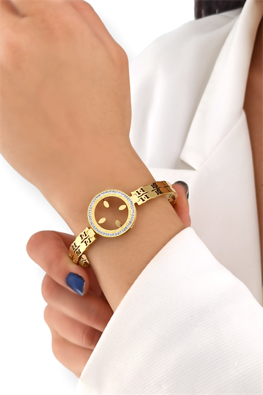 Çelik Taşlı Çeyrek Uyumlu Kelepçe Bileklik