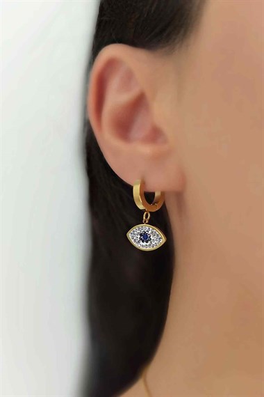 Çelik Taşlı Göz Küpe TrKüpe34748