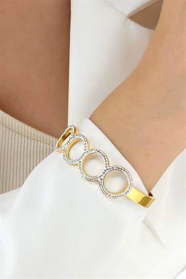 Çelik Taşlı Halka Kelepçe Bileklik