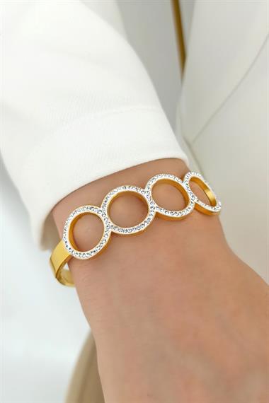 Çelik Taşlı Halka Kelepçe Bileklik