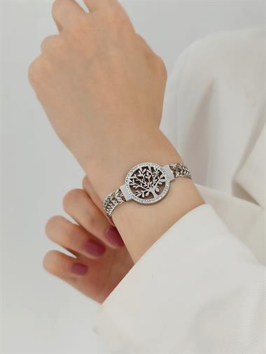 Çelik Taşlı Hayat Ağacı Bileklik TrBilek70303